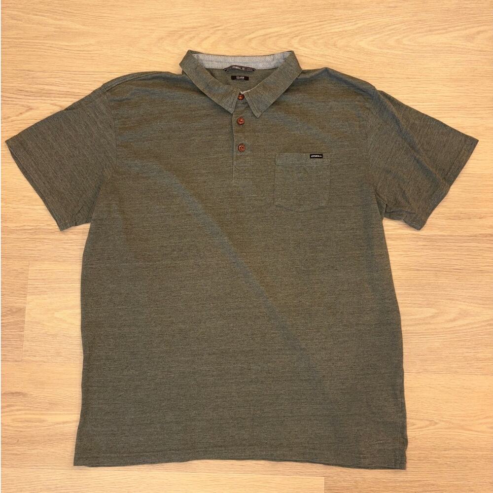 O'neill dark olive green heathered short sleeve polo mens size XXL